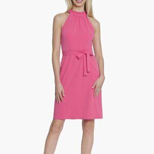 NEW Maggy London Sleeveless Tie Waist Sheath Dress in Fiji Flower (Pink)